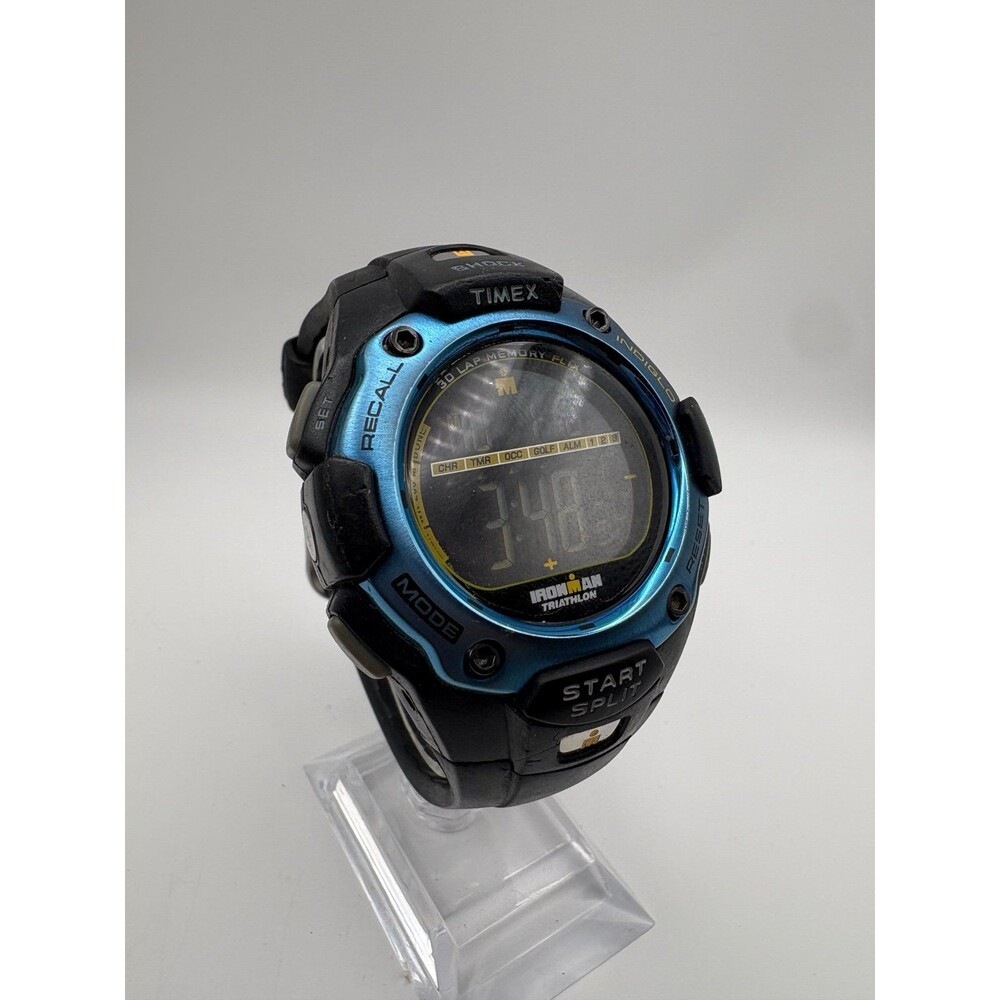 Timex Ironman Triathlon Shock Watch Blue 30 Lap Memory Flix Indiglo WR 200m